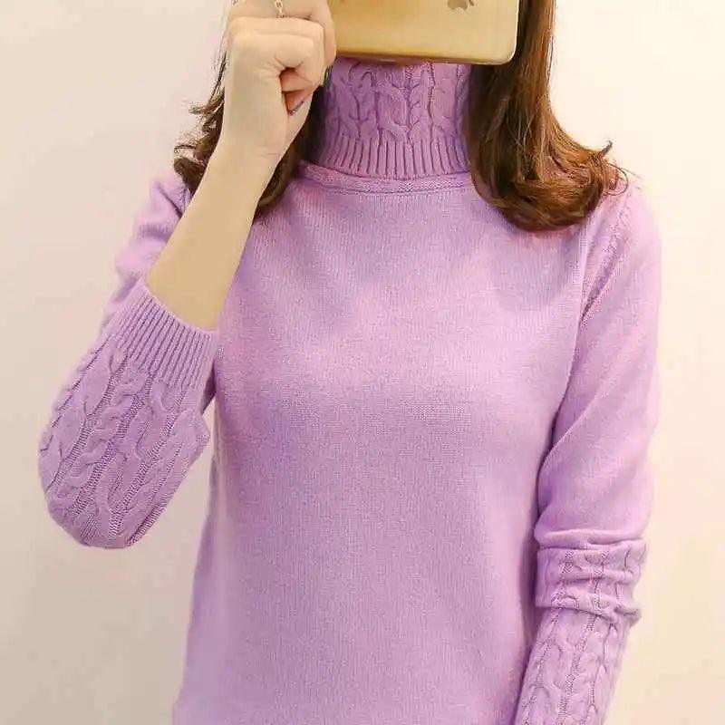 Women Sweater Turtleneck Pullovers Autumn Winter Sweaters New 2023 Long Sleeves Thick Warm Female Sweater Khaki - YOURISHOP.COM