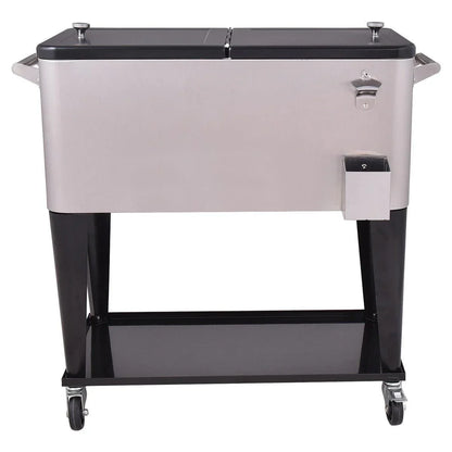 80 Quart Patio Rolling Stainless Steel Ice Beverage Cooler 36902714 - YOURISHOP.COM