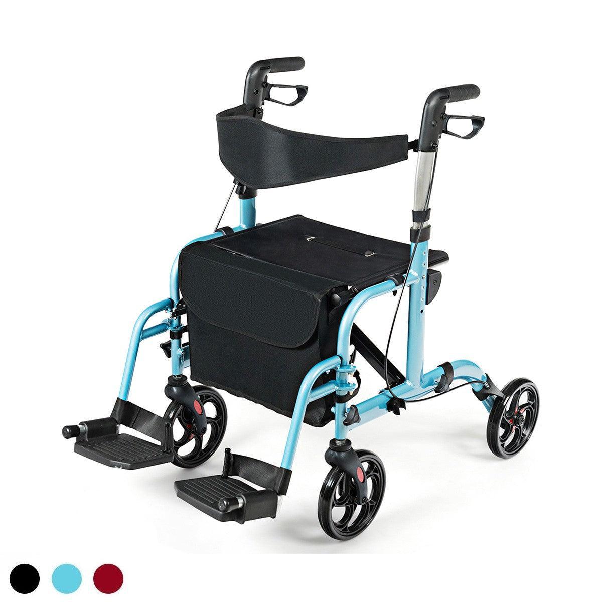 Adjustable Folding Walker SP36907,2-in-1 Handle Rollator with Storage Space - YOURISHOP.COM