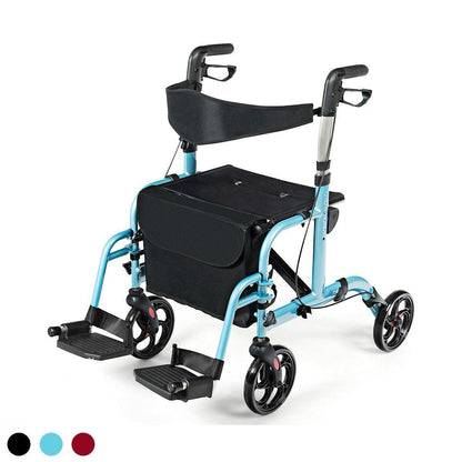 Adjustable Folding Walker SP36907,2-in-1 Handle Rollator with Storage Space - YOURISHOP.COM