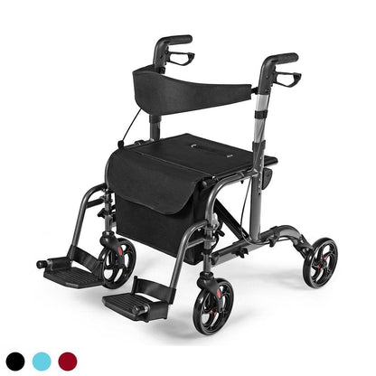 Adjustable Folding Walker SP36907,2-in-1 Handle Rollator with Storage Space - YOURISHOP.COM