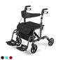 Adjustable Folding Walker SP36907,2-in-1 Handle Rollator with Storage Space - YOURISHOP.COM
