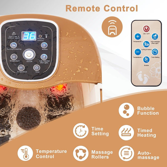 All-in-One Heat Bubble Vibration Foot Spa Massager with 6 Massage Rollers 13850496 - YOURISHOP.COM