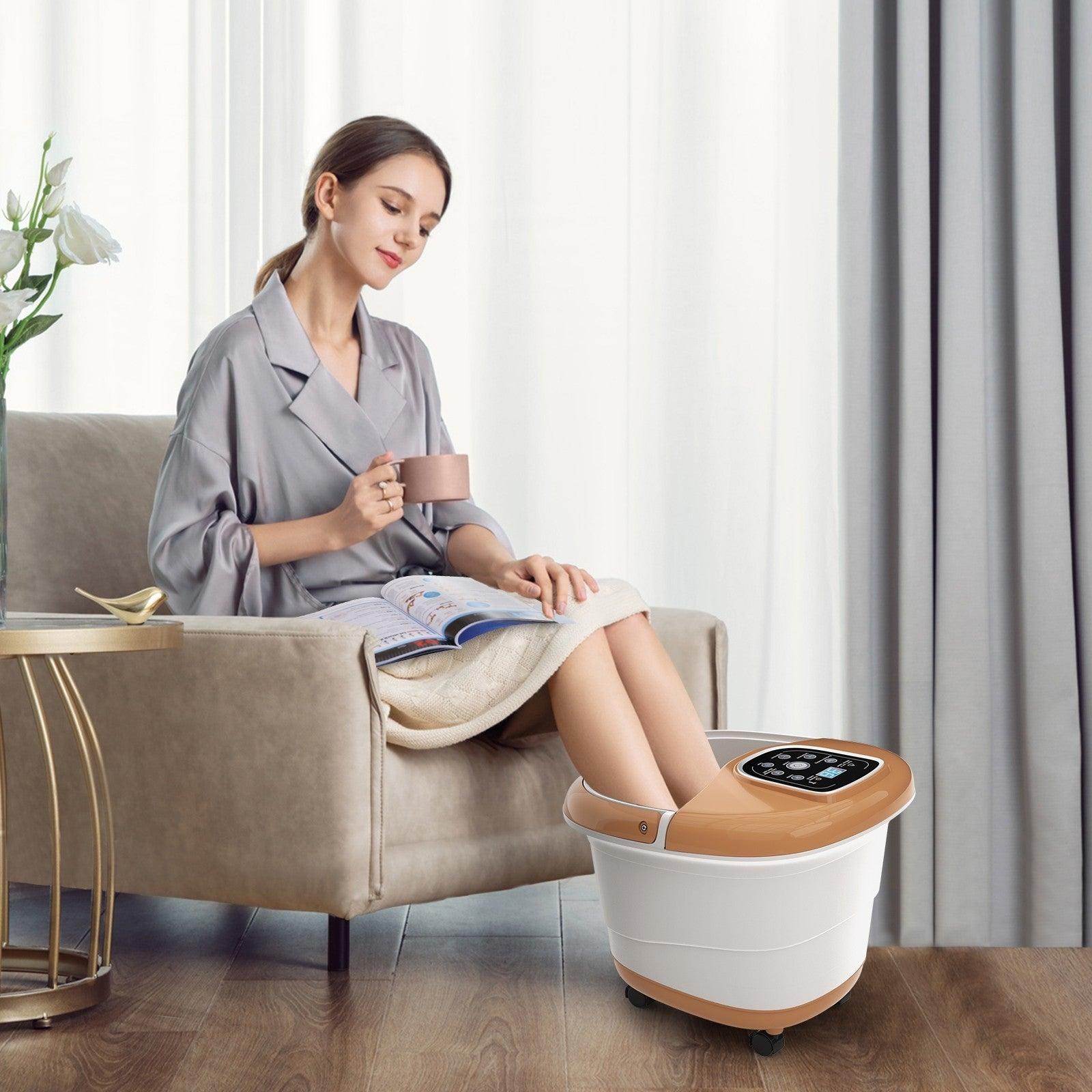 All-in-One Heat Bubble Vibration Foot Spa Massager with 6 Massage Rollers 13850496 - YOURISHOP.COM