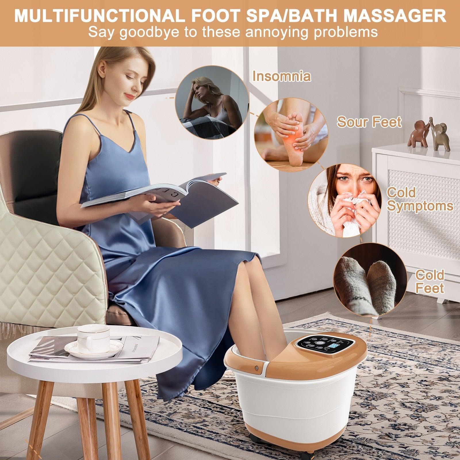 All-in-One Heat Bubble Vibration Foot Spa Massager with 6 Massage Rollers 13850496 - YOURISHOP.COM