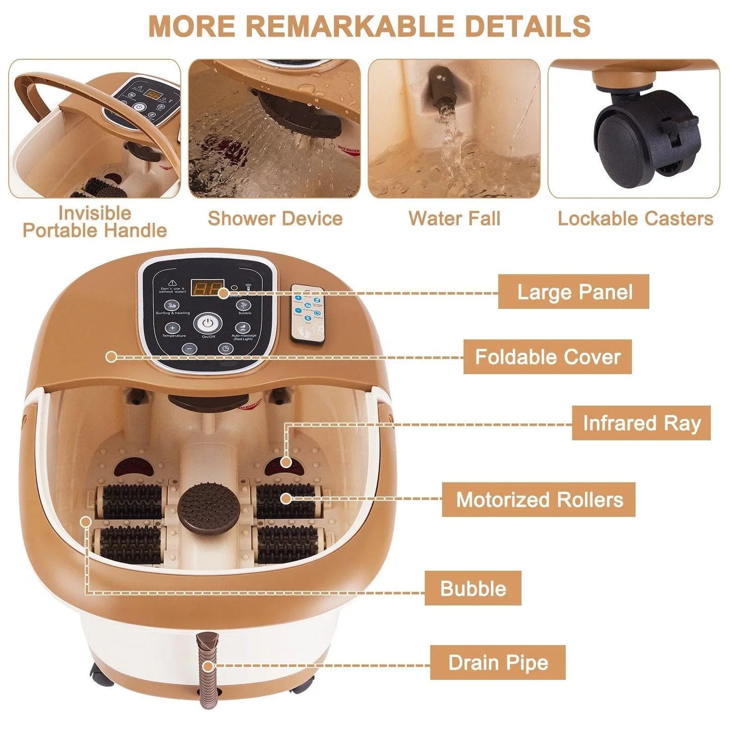 All-in-One Heat Bubble Vibration Foot Spa Massager with 6 Massage Rollers 13850496 - YOURISHOP.COM