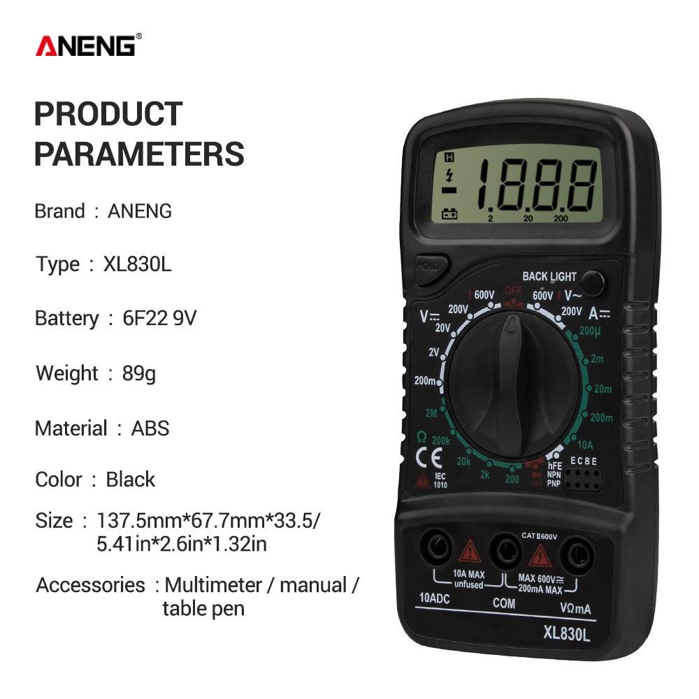 ANENG XL830L Digital Multimeter Esr Meter Testers Automotive Electrical Dmm Transistor Peak Tester Meter Capacitance Meter - YOURISHOP.COM