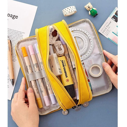 Angoo Double Sided Pen Bag Pencil Case Special Macaron Color Dual Canvas Pocket Storage Bag Pouch Stationery School Travel A6899 - YOURISHOP.COM
