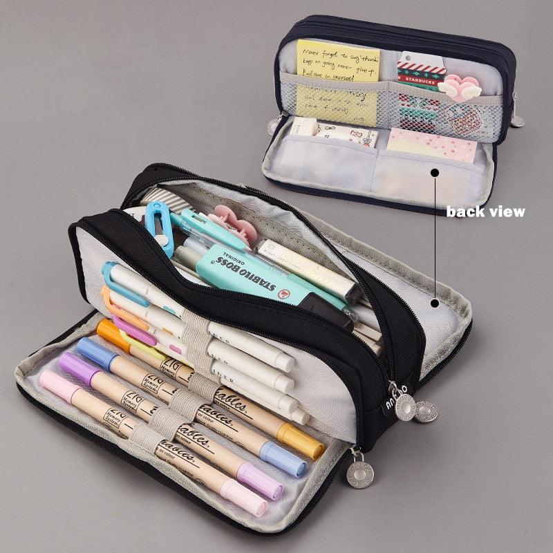 Angoo Double Sided Pen Bag Pencil Case Special Macaron Color Dual Canvas Pocket Storage Bag Pouch Stationery School Travel A6899 - YOURISHOP.COM