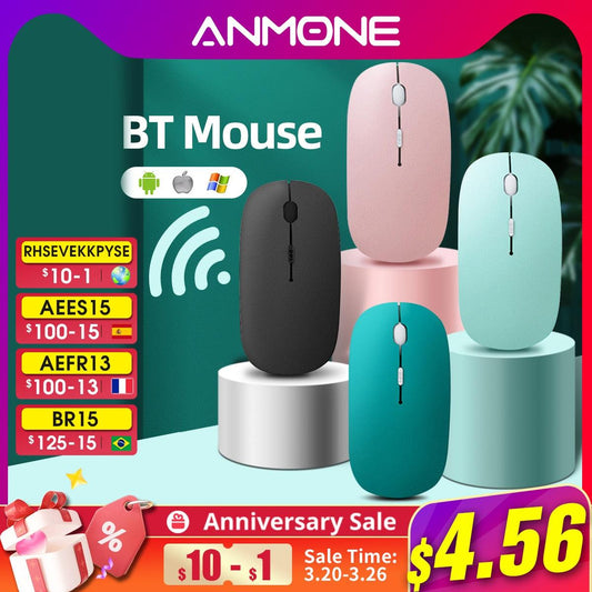 ANMONE Bluetooth Mouse For iPad Samsung Huawei Lenovo Android Windows Tablet Battery Wireless Mouse For Notebook Computer - YOURISHOP.COM
