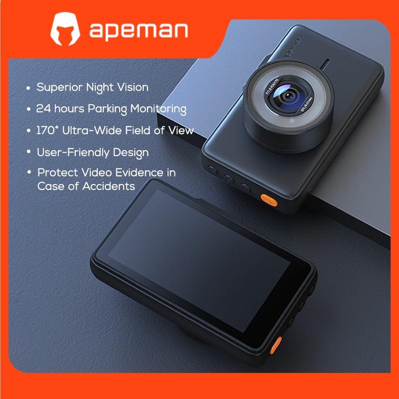 Apeman Dash Cam 1080P FHD DVR Car Driving Video Recorder 3 Inch LCD Screen 170° Wide Angle, G-Sensor, WDR, Parking Car Monitor - YOURISHOP.COM