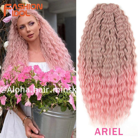 Ariel Curl Hair Water Wave Twist Crochet Hair Synthetic Braid Hair Ombre Blonde Pink 22 Inch Deep Wave Braiding Hair Extension - YOURISHOP.COM