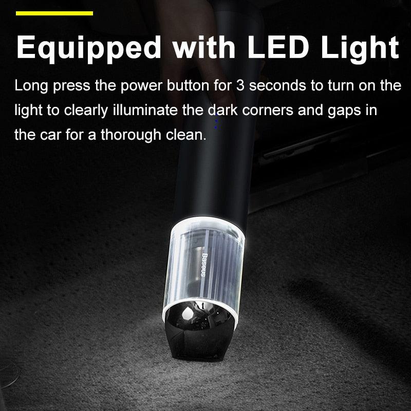 Baseus 15000Pa Car Vacuum Cleaner Wireless Mini Car Cleaning Handheld Vacum Cleaner W LED Light for Car Interior Cleaner - YOURISHOP.COM