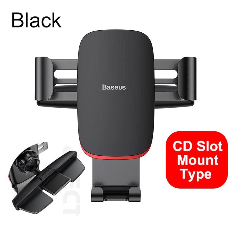 Baseus Gravity Car Phone Holder Mobile Phone Clip Holder Stand Bracket CD Slot/Airvent Mount Holder for iPhone Samsung - YOURISHOP.COM
