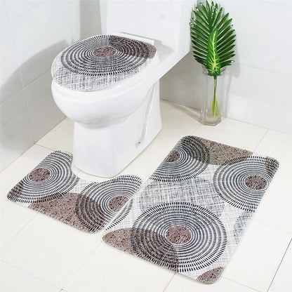 Bath Mat 3 pcs/Set Classical Pattern Toilet Cover Foot Pad Non-slip Absorbent Bathroom Door Mat Flannel Soft Bathr Rug Carpet - YOURISHOP.COM