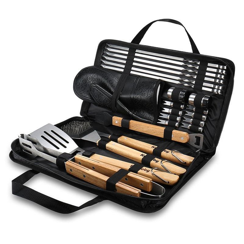 BBQ Tools Set Grill Accessories Skewers Tongs Spade Brush Glove Outdoor Barbecue Utensils - YOURISHOP.COM