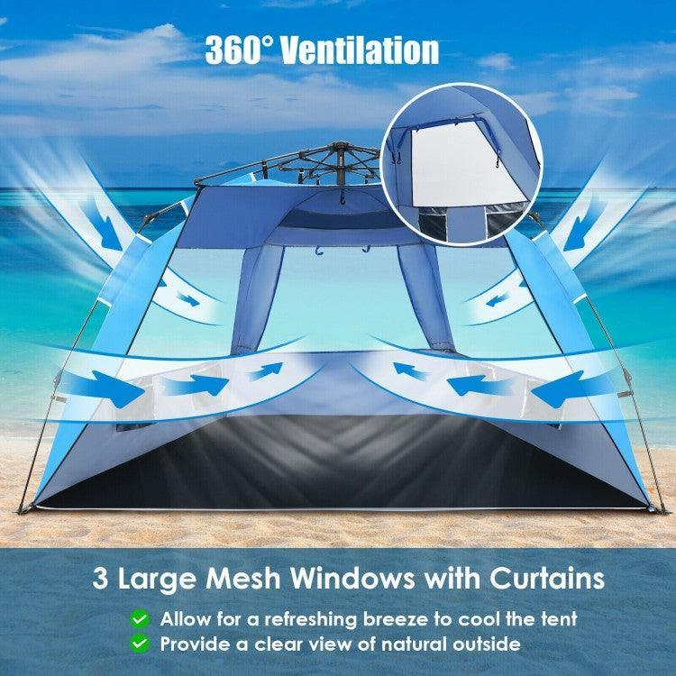 Beach Tent 31429756,UPF 50+ Portable Sun Shelter,3-4 Person Easy Pop-Up - YOURISHOP.COM