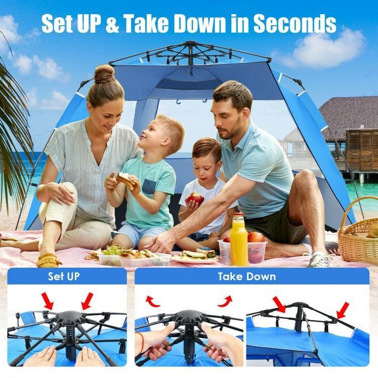 Beach Tent 31429756,UPF 50+ Portable Sun Shelter,3-4 Person Easy Pop-Up - YOURISHOP.COM