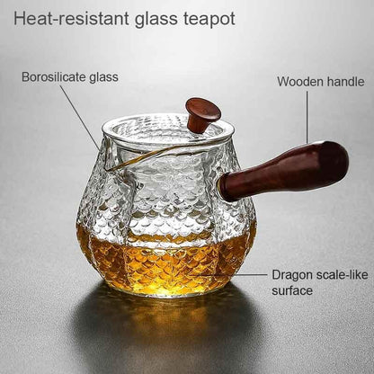 BORREY 500Ml Hand Made Heat-resistant Glass Teapot Tea Infuser Pot With Wooden Handle Boiling Tea Kettle Coffee Pot Puer Kettle - YOURISHOP.COM