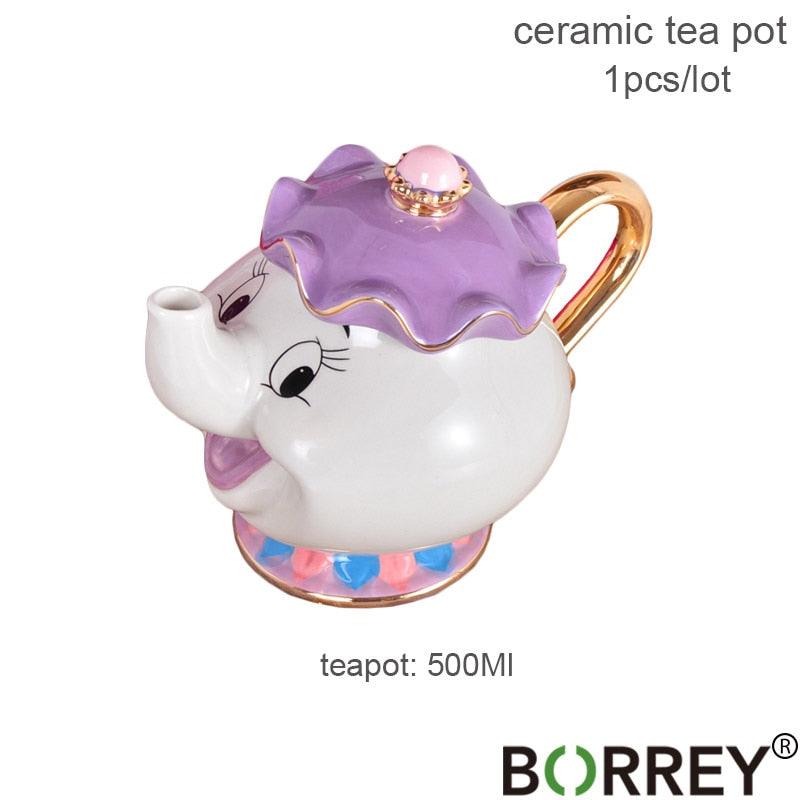 BORREY Ceramic Tea Sets Beauty And The Beast Teapot Mug Mrs Potts Chip Tea Pot Cup Coffee Pot Cup Wedding Gift Table Decoration - YOURISHOP.COM