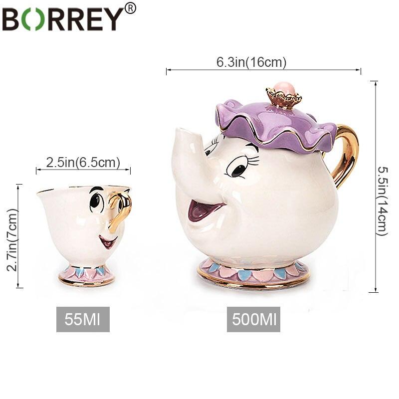 BORREY Ceramic Tea Sets Beauty And The Beast Teapot Mug Mrs Potts Chip Tea Pot Cup Coffee Pot Cup Wedding Gift Table Decoration - YOURISHOP.COM