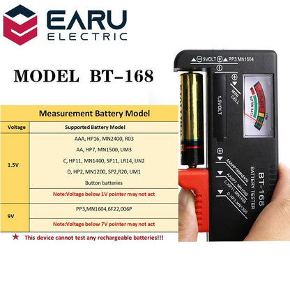 BT-168 AA/AAA/C/D/9V/1.5V batteries Universal Button Cell Battery Colour Coded Meter Indicate Volt Tester Checker BT168 Power - YOURISHOP.COM