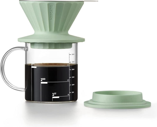 BUYDEEM Coffee Dripper Set CD1024B, BPA Free Food Grade Silicone, Reusable Stainless Steel Coffee Filter for Single Cup,12 oz - YOURISHOP.COM