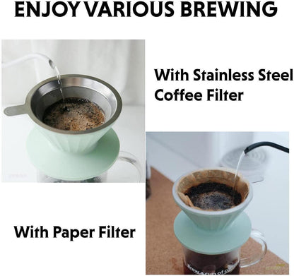 BUYDEEM Coffee Dripper Set CD1024B, BPA Free Food Grade Silicone, Reusable Stainless Steel Coffee Filter for Single Cup,12 oz - YOURISHOP.COM
