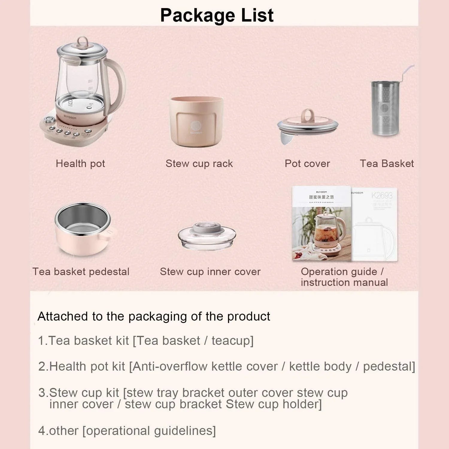 BUYDEEM Health Pot K2693, Electric Kettle with Thickened Glass, 9-in-1 Fully Automatic, 1.5 L - YOURISHOP.COM