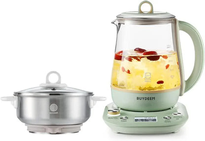 BUYDEEM Health Pot K2693, Electric Kettle with Thickened Glass, 9-in-1 Fully Automatic, 1.5 L - YOURISHOP.COM