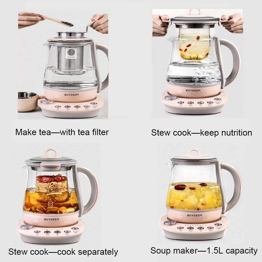 BUYDEEM Health Pot K2693, Electric Kettle with Thickened Glass, 9-in-1 Fully Automatic, 1.5 L - YOURISHOP.COM