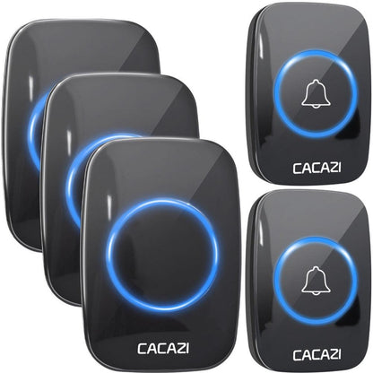 CACAZI 60 Chime 110DB 300M Wireless Doorbell Waterproof Remote EU AU UK US Plug Smart Door Bell Battery 1 Button 1 2 3 Receiver - YOURISHOP.COM