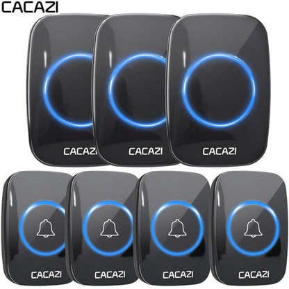 CACAZI 60 Chime 110DB 300M Wireless Doorbell Waterproof Remote EU AU UK US Plug Smart Door Bell Battery 1 Button 1 2 3 Receiver - YOURISHOP.COM