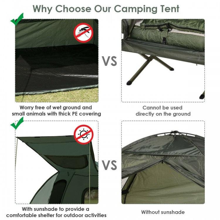 Camping Tent Cot 24761058 with Air Mattress and Sleeping Bag,2-Person Foldable Outdoor - YOURISHOP.COM