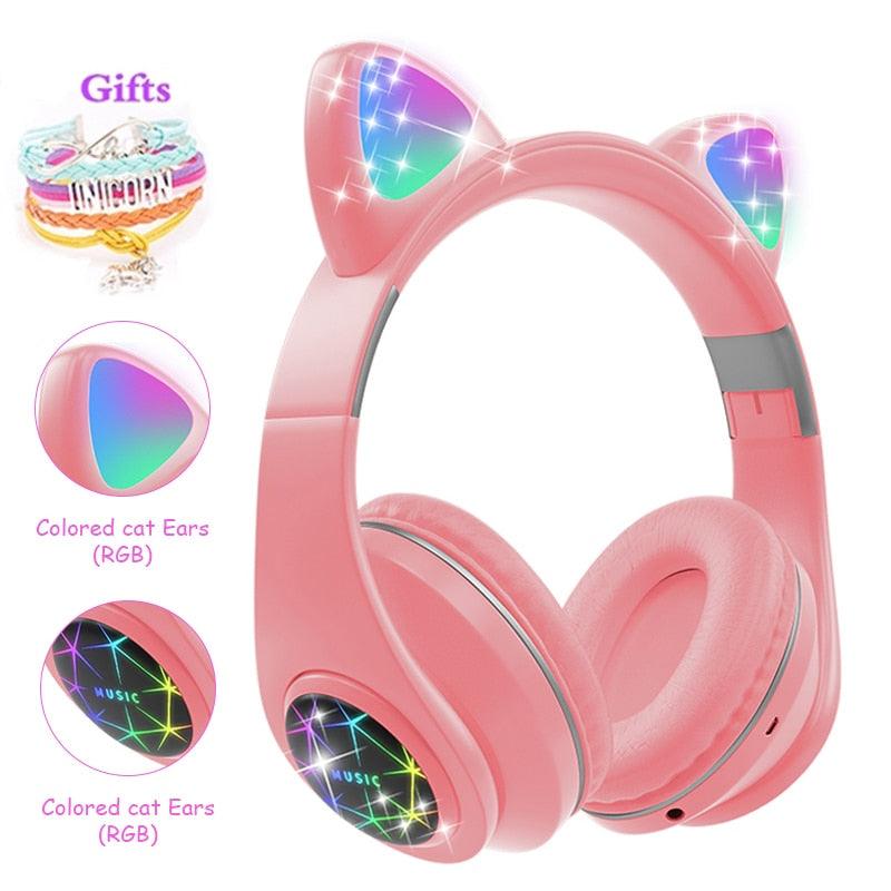 Cat Ears Earphones Wireless Headphones Music Stereo Blue-tooth Headphone With Mic Children Daughter fone Gamer Headset Kid Gifts - YOURISHOP.COM