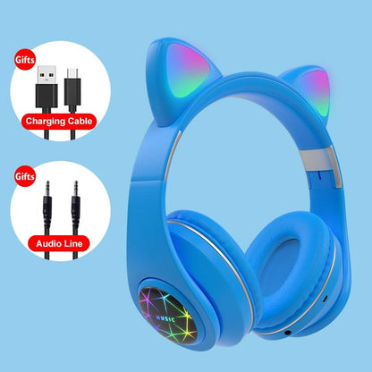 Cat Ears Earphones Wireless Headphones Music Stereo Blue-tooth Headphone With Mic Children Daughter fone Gamer Headset Kid Gifts - YOURISHOP.COM
