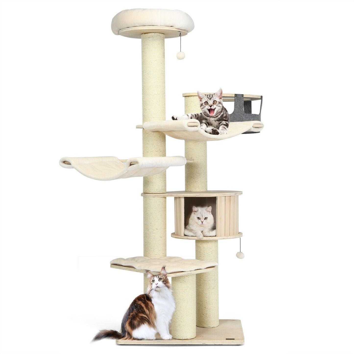 Cat Tree Condo PS7476,77.5 Inch Multi-Level Kitten Activity Tower with Sisal Posts - YOURISHOP.COM