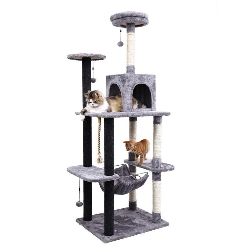 Cat Tree Tower Condo Scratcher Home Furniture Pets House Hammock Cats Climbing Furniture Pets House Hammock Cat&#39;s Tree Tower - YOURISHOP.COM