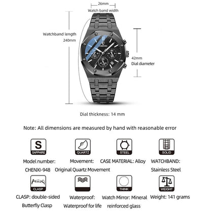 CHENXI Fashion Business Mens Watches Top Luxury Brand Quartz Watch Men Stainless Steel Waterproof Wristwatch Relogio Masculino - YOURISHOP.COM