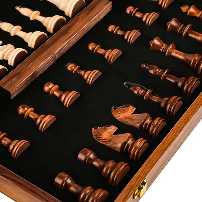 Chess Set Top Grade Wooden Folding Big Traditional Classic Handwork Solid Wood Pieces Walnut Chessboard Children Gift Board Game - YOURISHOP.COM