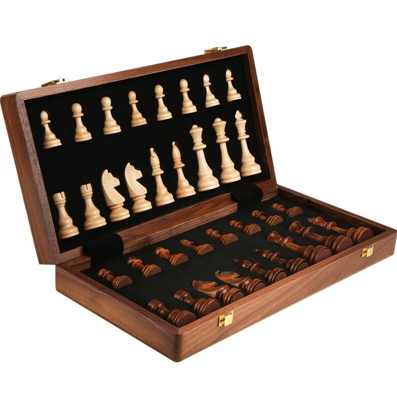Chess Set Top Grade Wooden Folding Big Traditional Classic Handwork Solid Wood Pieces Walnut Chessboard Children Gift Board Game - YOURISHOP.COM