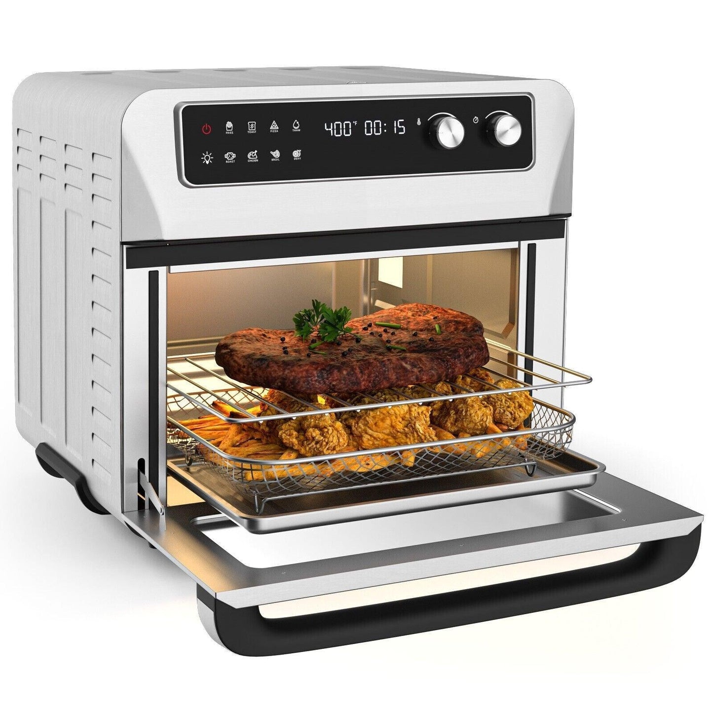Convection Air Fryer ES10091US-SL,8-in-1 Toaster Oven with 5 Accessories and Recipe - YOURISHOP.COM