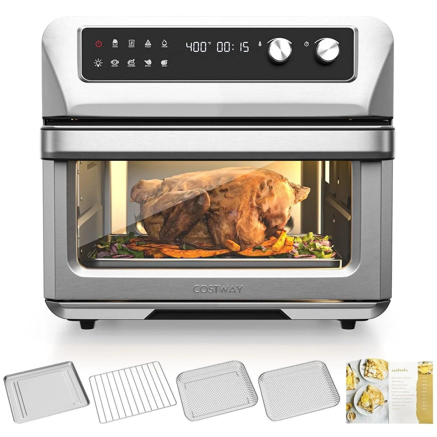 Convection Air Fryer ES10091US-SL,8-in-1 Toaster Oven with 5 Accessories and Recipe - YOURISHOP.COM