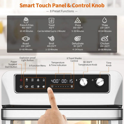 Convection Air Fryer ES10091US-SL,8-in-1 Toaster Oven with 5 Accessories and Recipe - YOURISHOP.COM