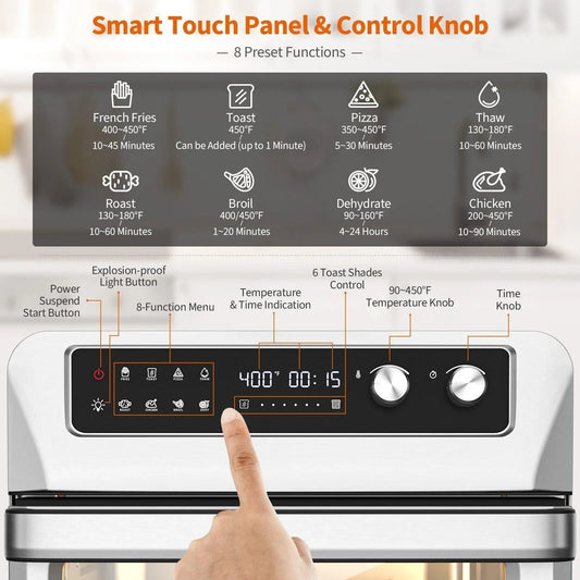 Convection Air Fryer ES10091US-SL,8-in-1 Toaster Oven with 5 Accessories and Recipe - YOURISHOP.COM