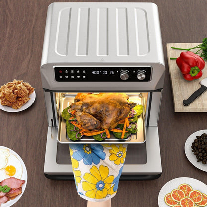 Convection Air Fryer ES10091US-SL,8-in-1 Toaster Oven with 5 Accessories and Recipe - YOURISHOP.COM