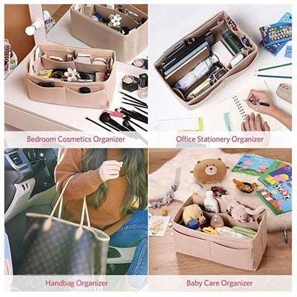 Cosmetic Bags Felt Cloth Handbag Organizer Insert Bag Travel Inner Purse Portable Make up Organizer Fits Speedy Neverfull - YOURISHOP.COM