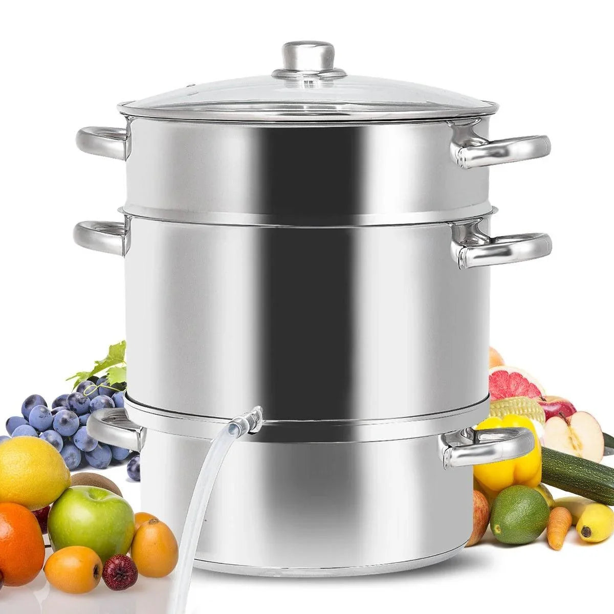 Costway 11-Quart Stainless Steel Fruit Juicer Steamer 15268409 - YOURISHOP.COM