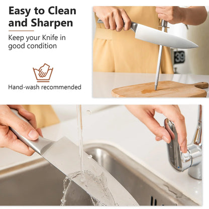 Costway 14-Piece Stainless Steel Knife Block Set with Sharpener 70435961 - YOURISHOP.COM