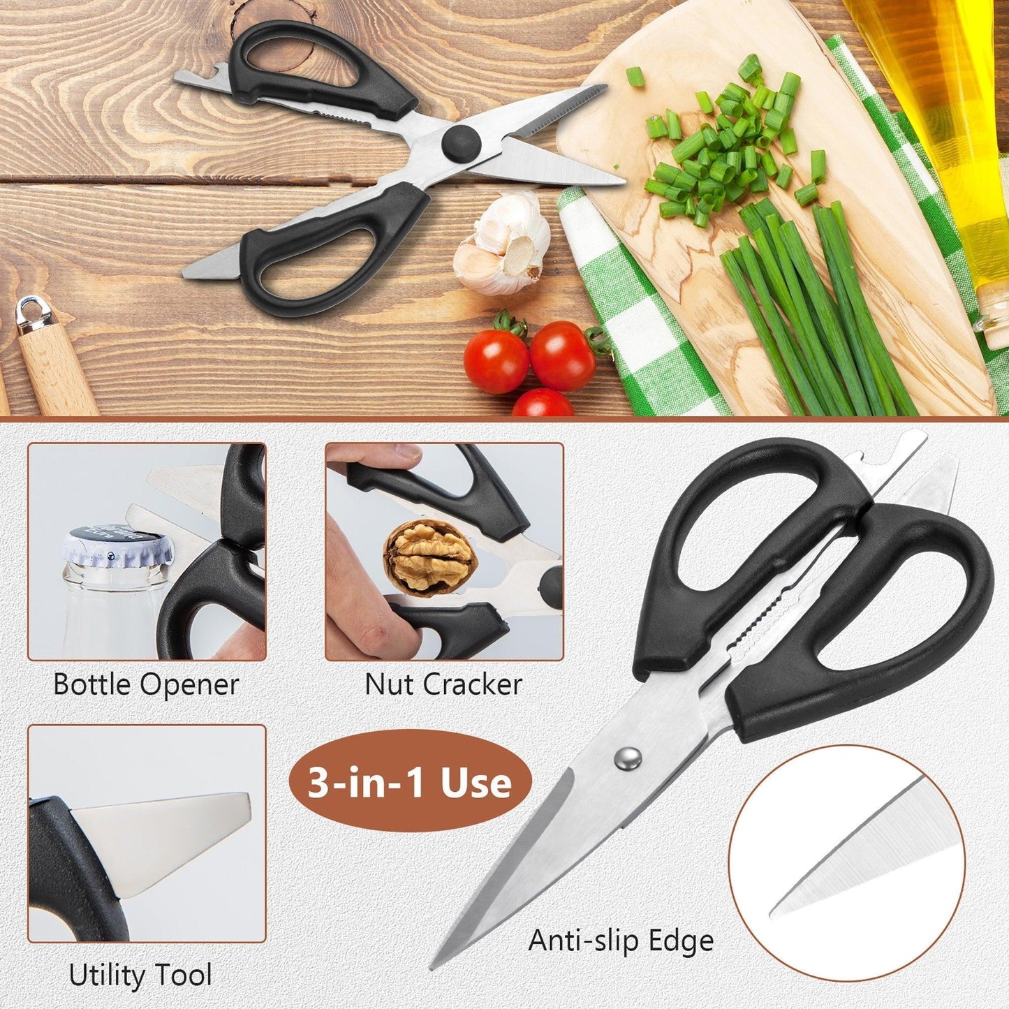 Costway 14-Piece Stainless Steel Knife Block Set with Sharpener 70435961 - YOURISHOP.COM